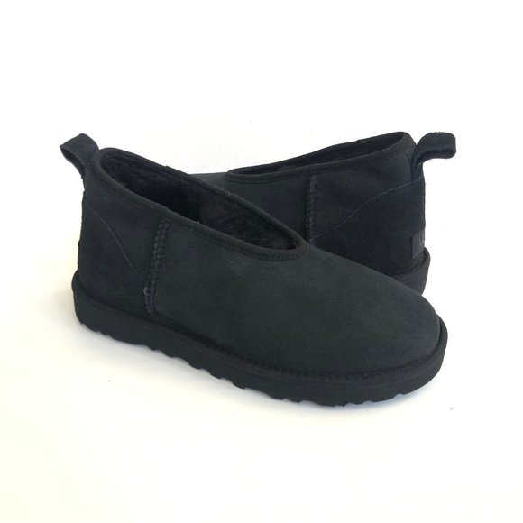 UGG CLASSIC ULTRA MICRO MINI BLACK SHEARLING LINED BOOT US 7 / EU 38 / UK 5